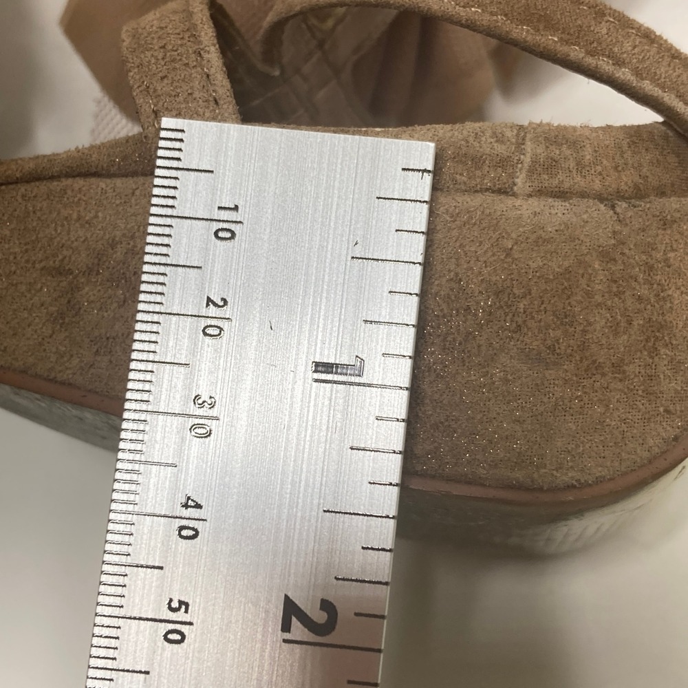 Steve Madden Vinitta Taupe Suede Tulle Ruffle Platform Stiletto Heels Mens 7.5M - Picture 13 of 16